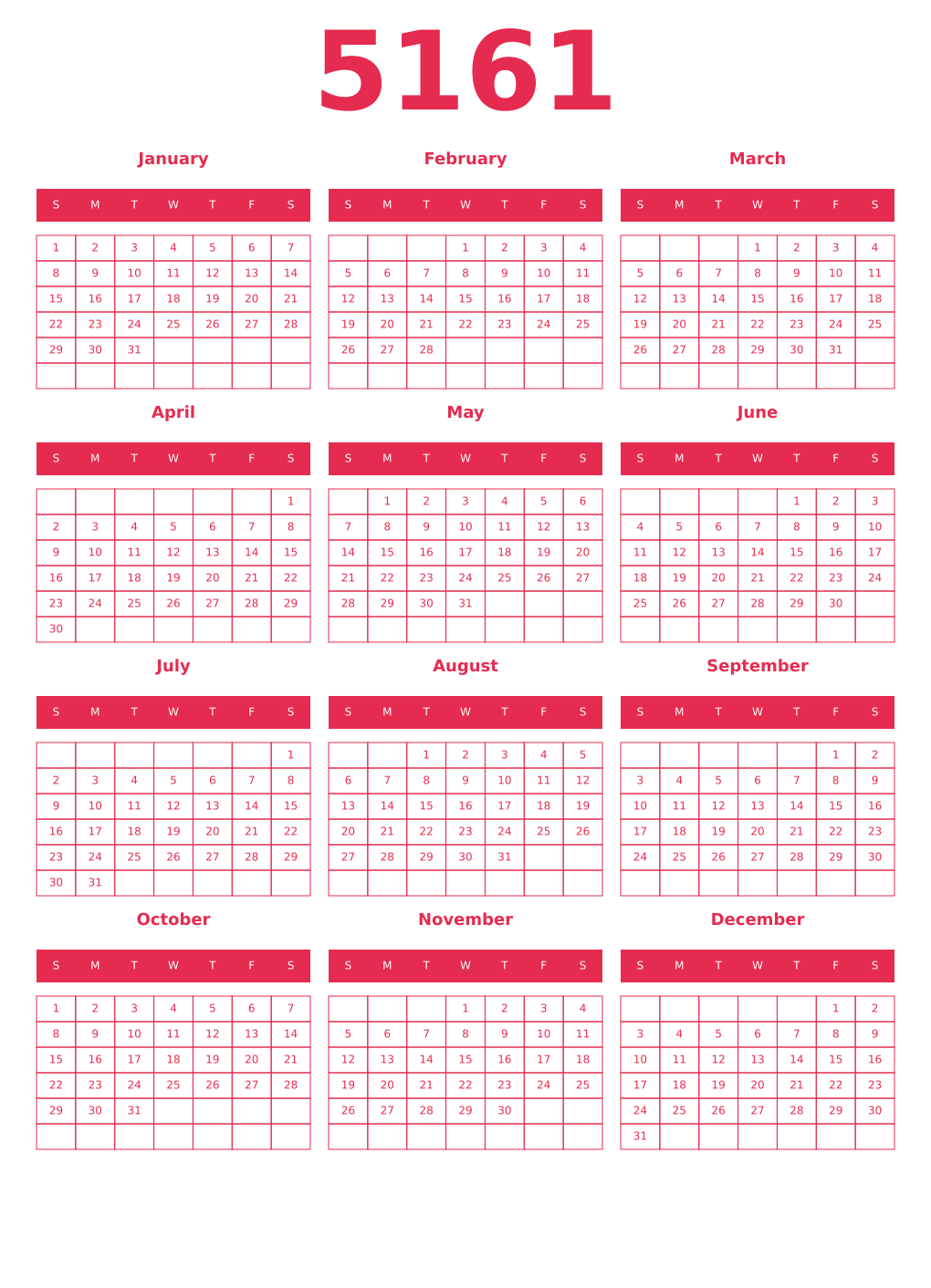 Printable 5161 Year Calendars amaranth