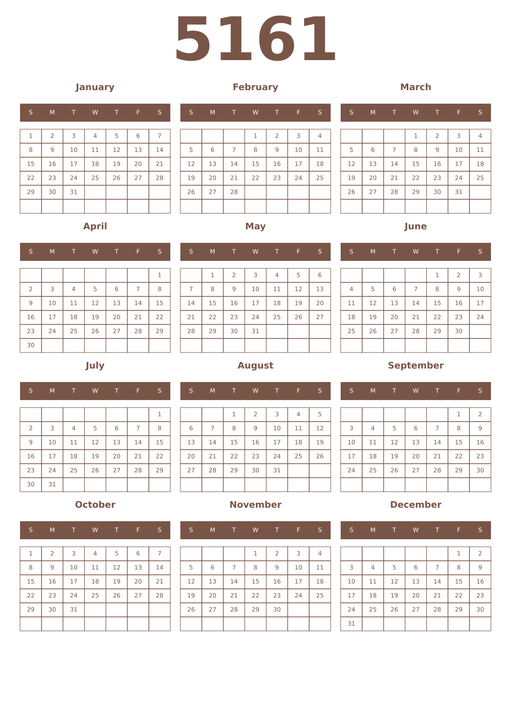 Printable 5161 Year Calendars coffe