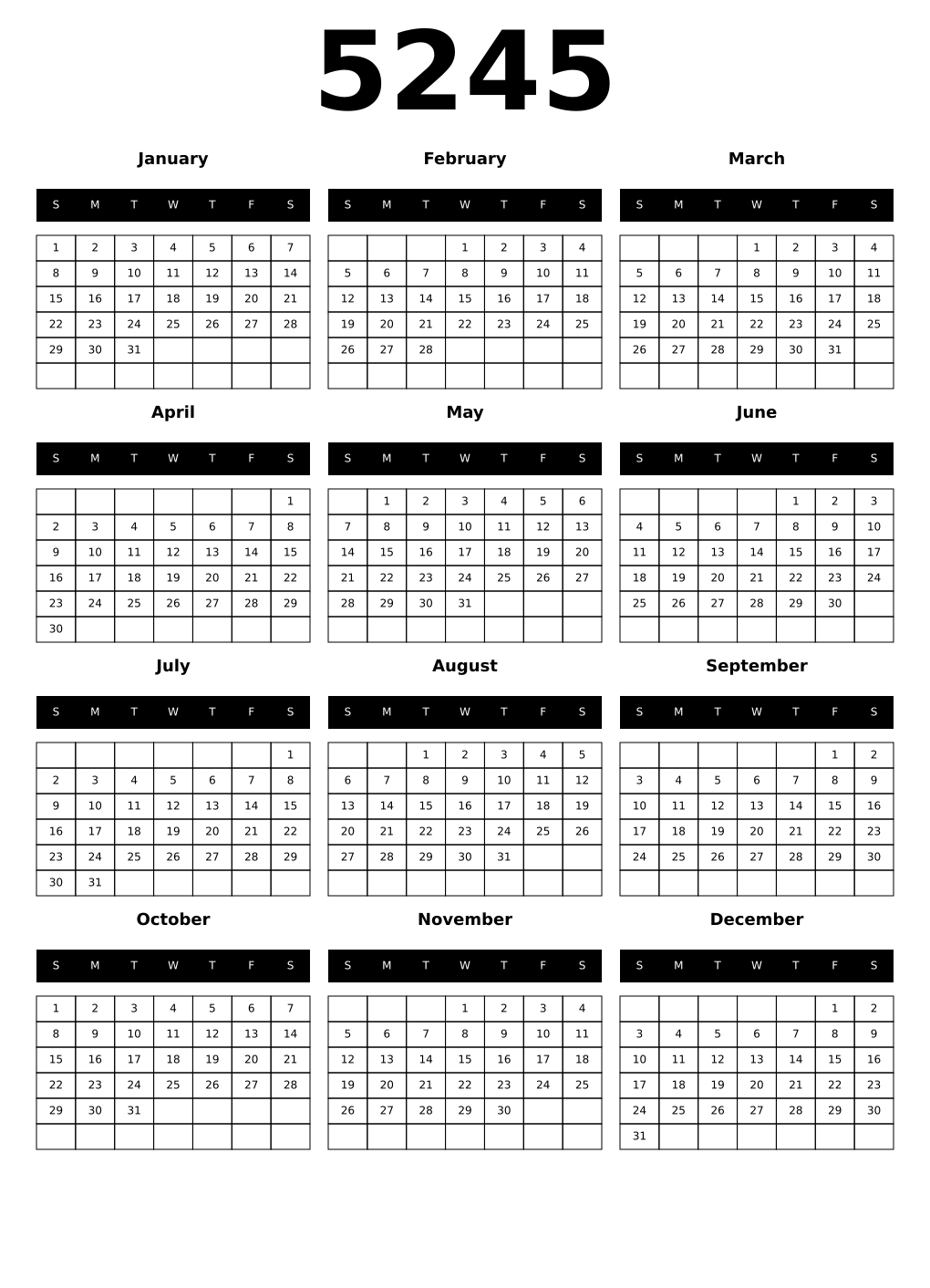 Printable 5245 Calendars