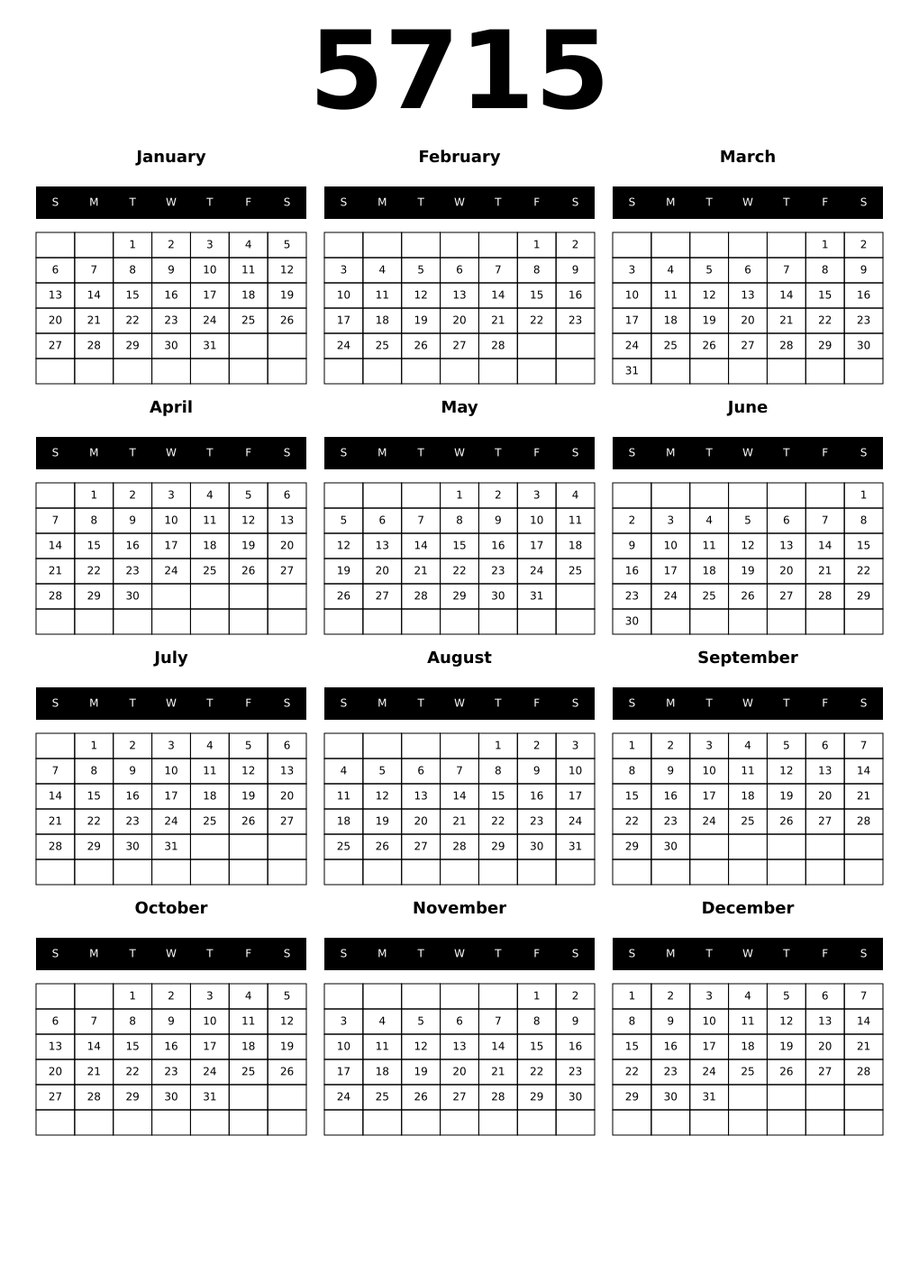 Printable 5715 Calendars