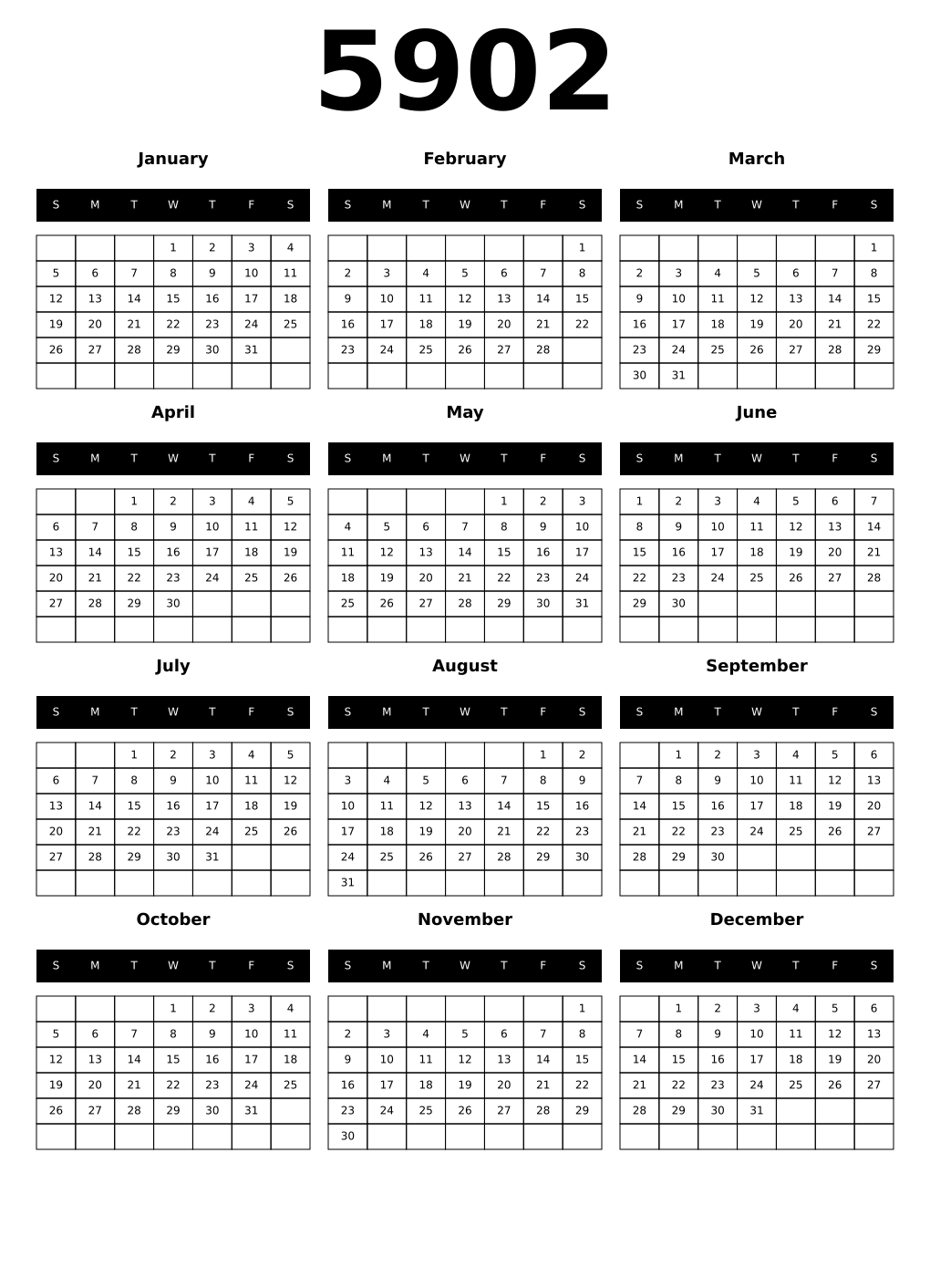 Printable 5902 Calendars