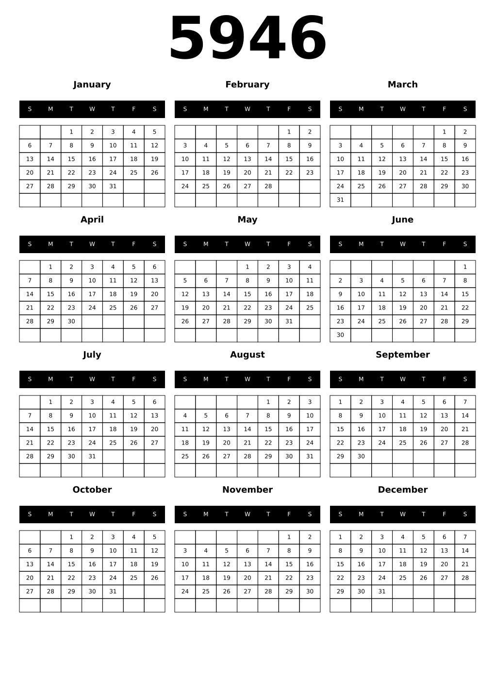 Printable 5946 Calendars