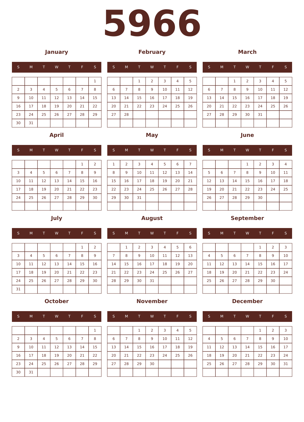 Printable 5966 Year Calendars mortuum
