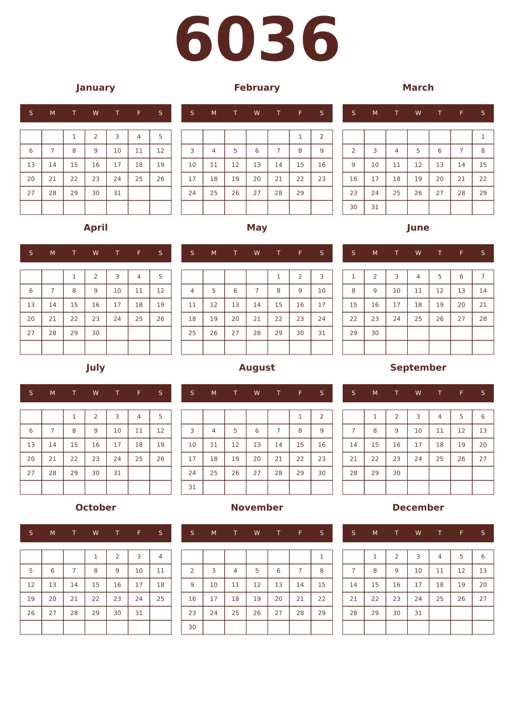 Printable 6036 Year Calendars mortuum