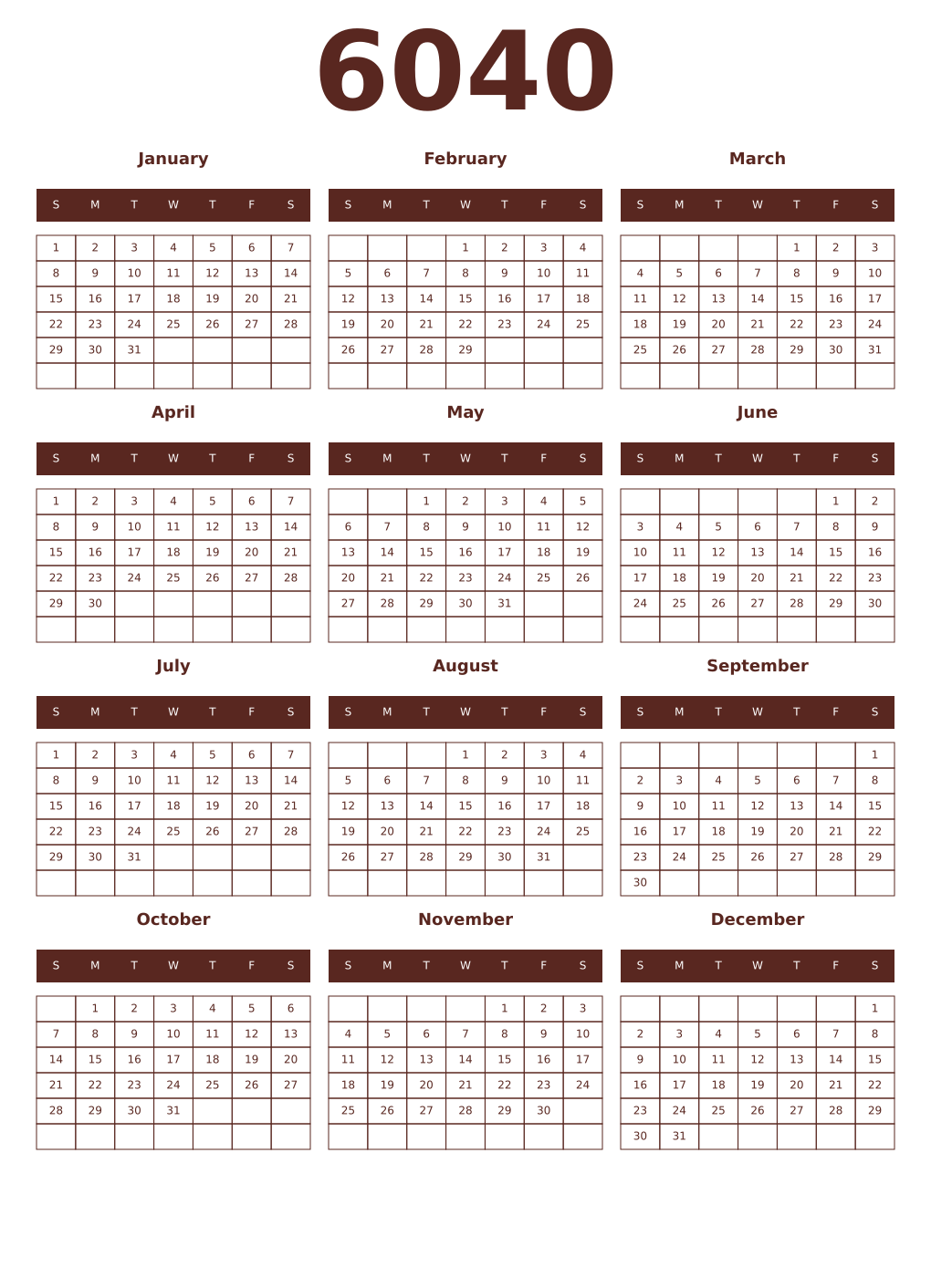 Printable 6040 Year Calendars mortuum