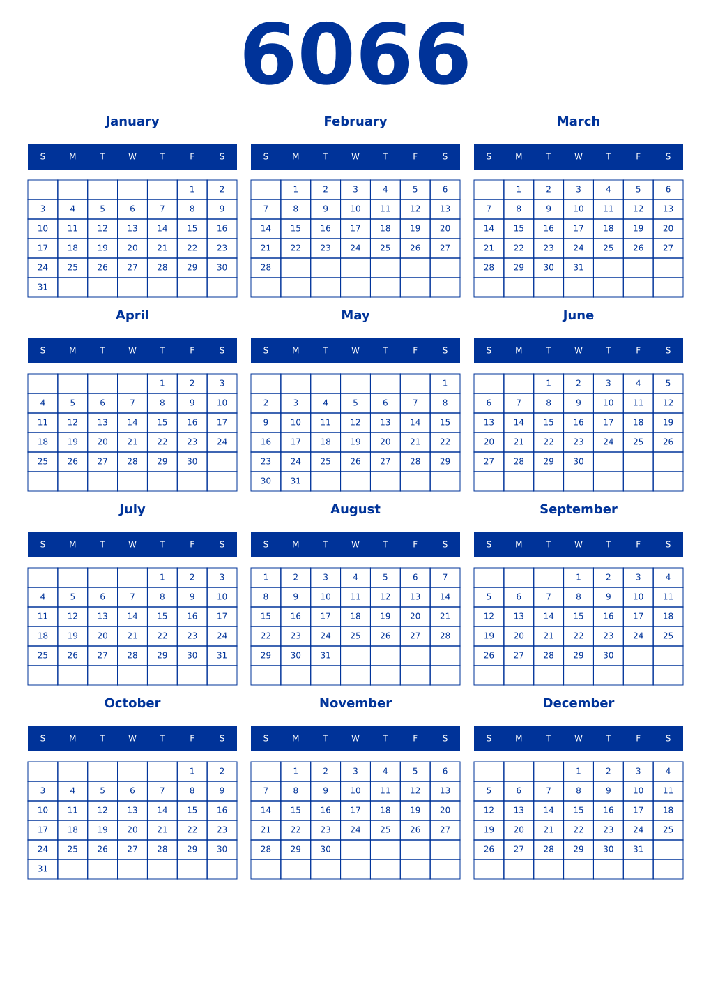Printable 6066 Year Calendars smalt