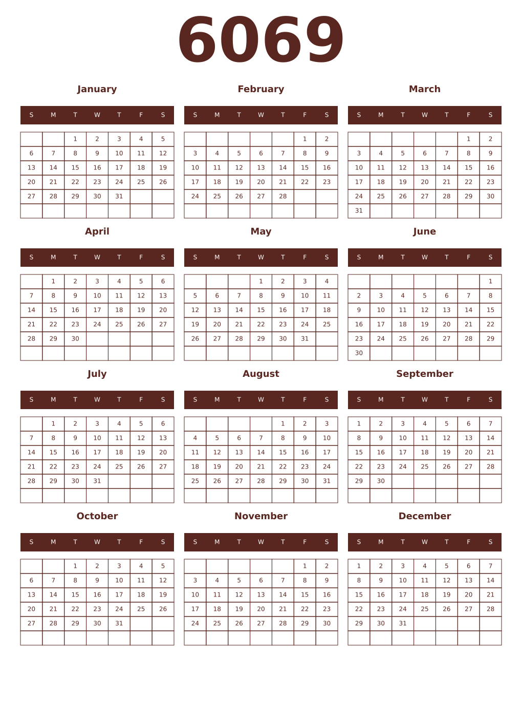 Printable 6069 Year Calendars mortuum