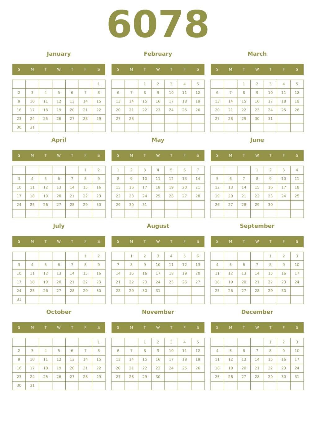 Printable 6078 Year Calendars eburnean