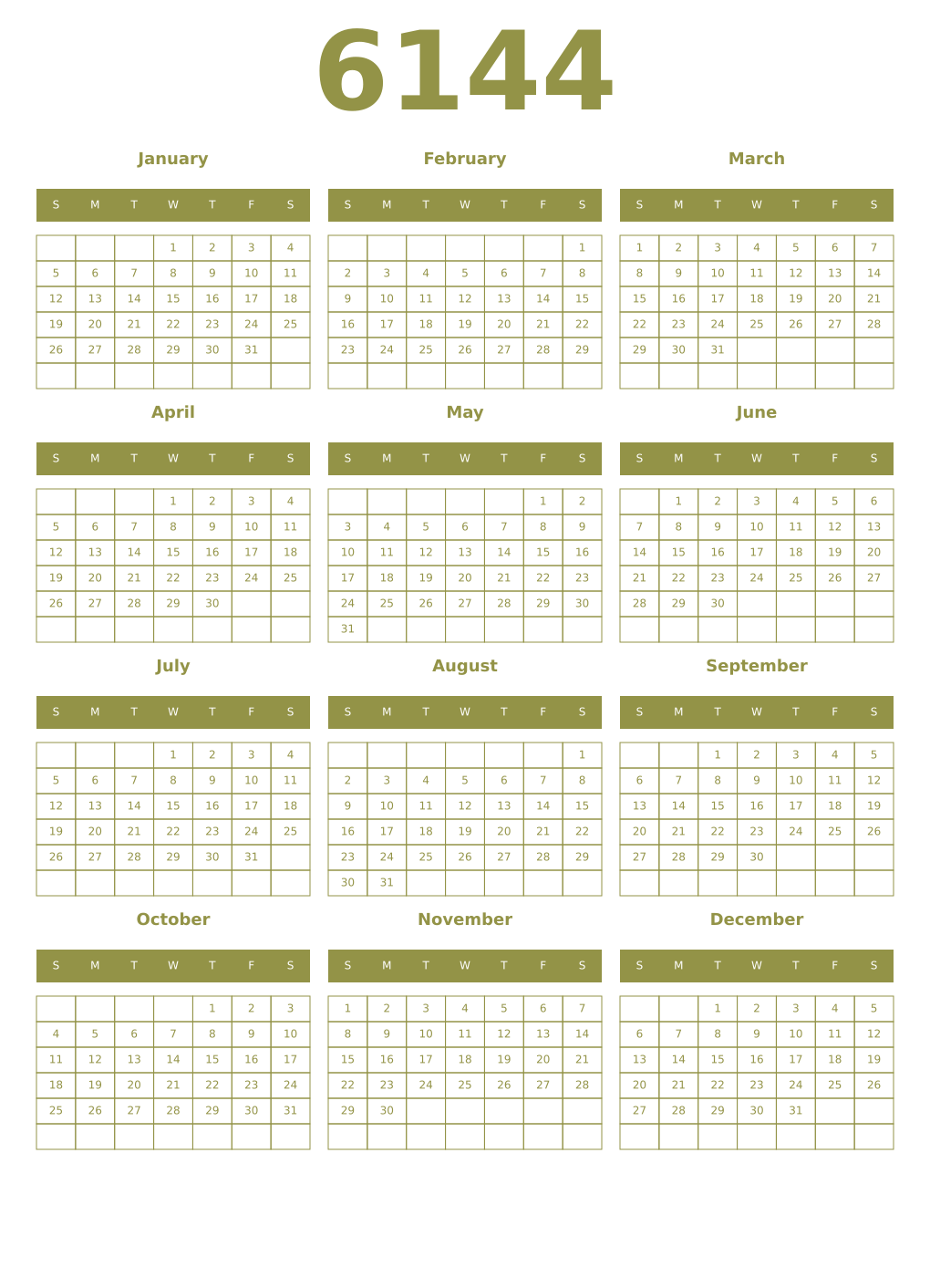 Printable 6144 Year Calendars eburnean