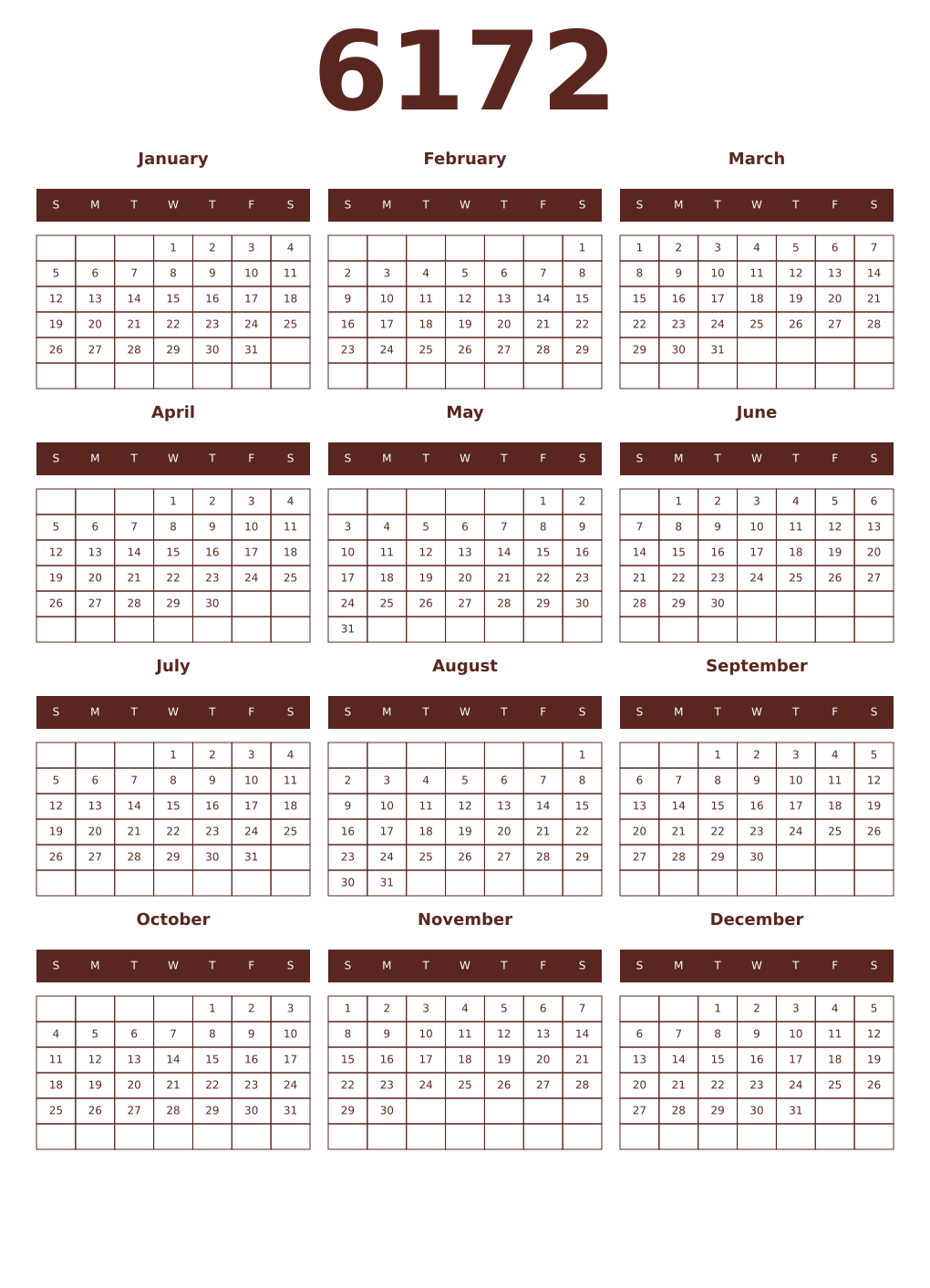 Printable 6172 Year Calendars mortuum