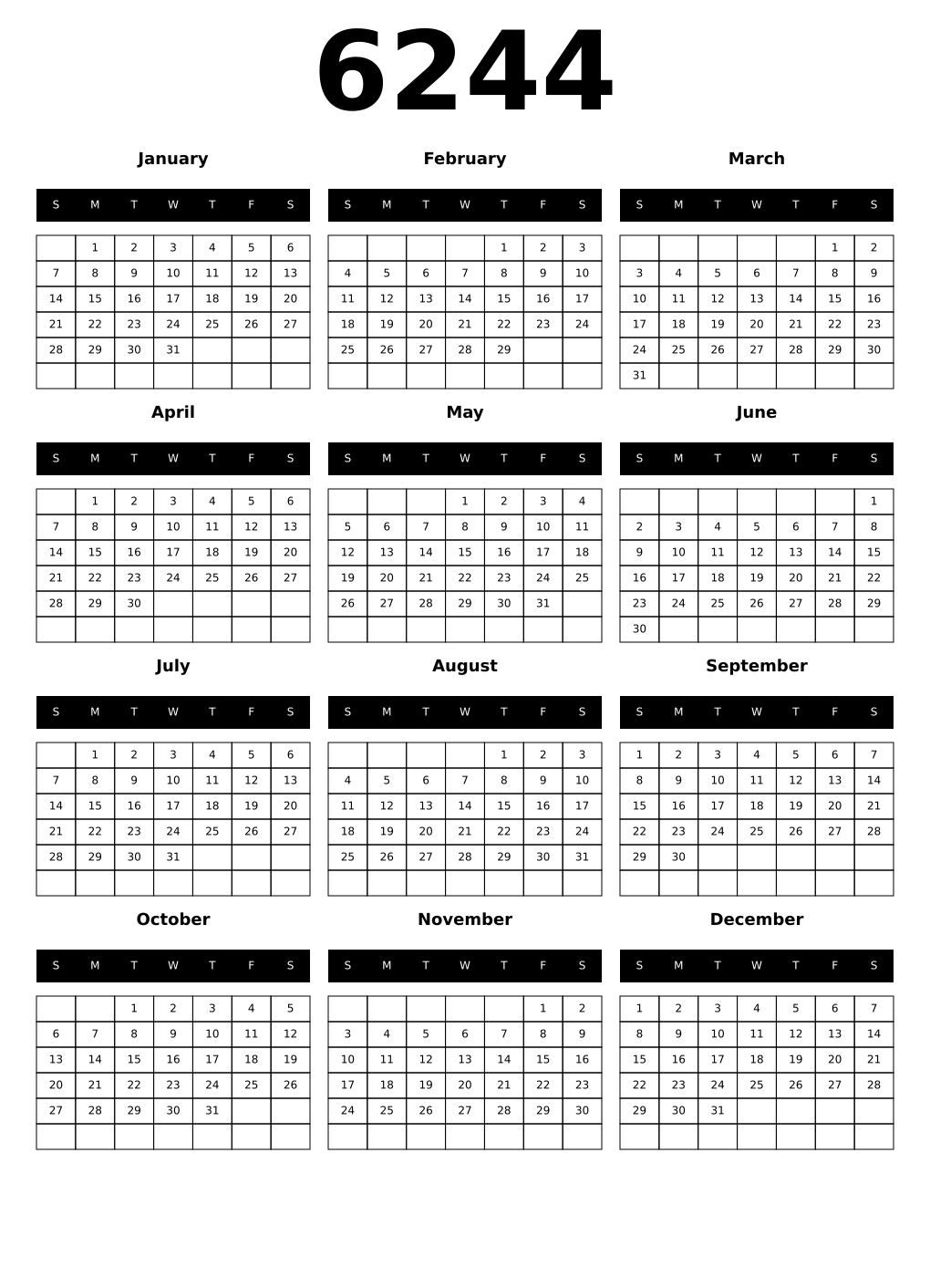 Printable 6244 Calendars