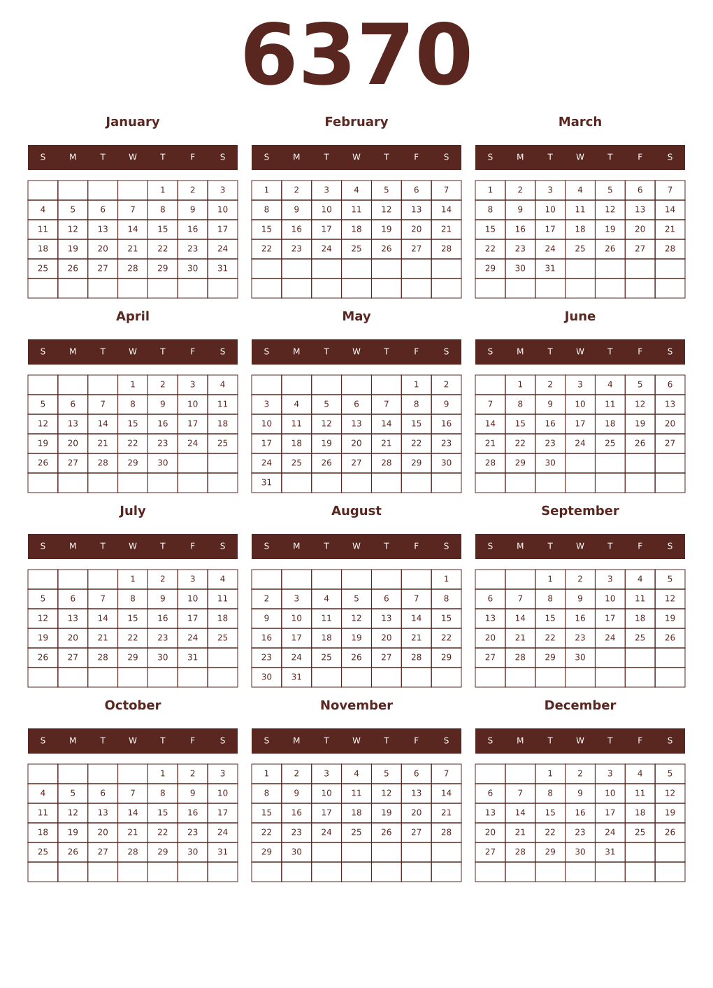 Printable 6370 Year Calendars mortuum