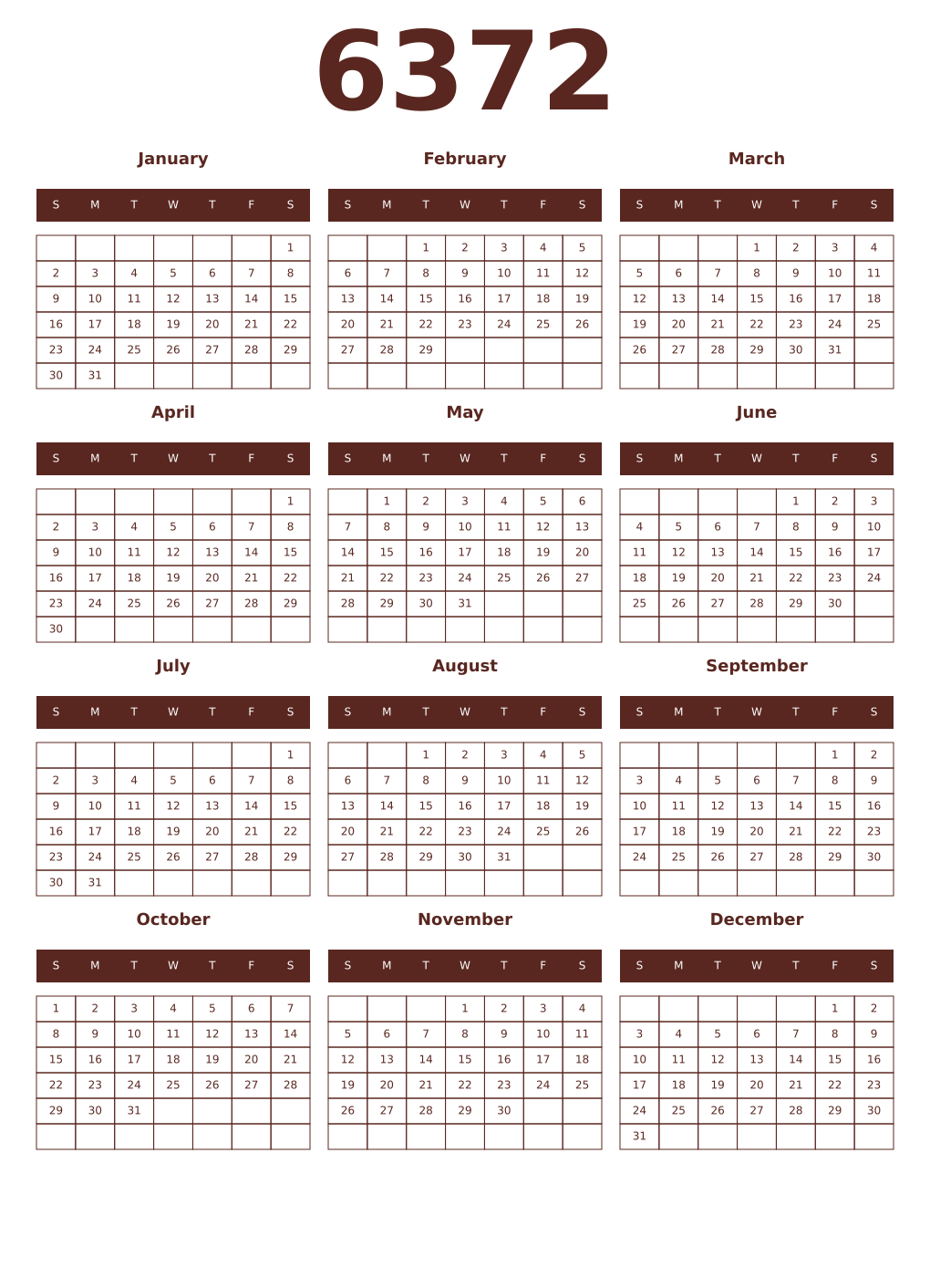 Printable 6372 Year Calendars mortuum