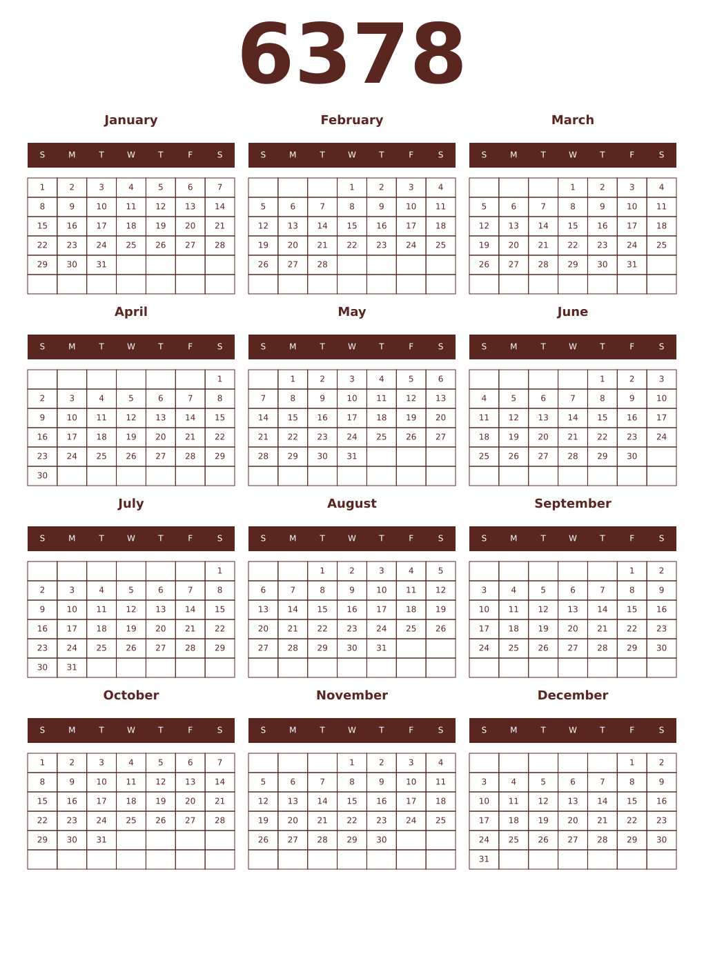 Printable 6378 Year Calendars mortuum