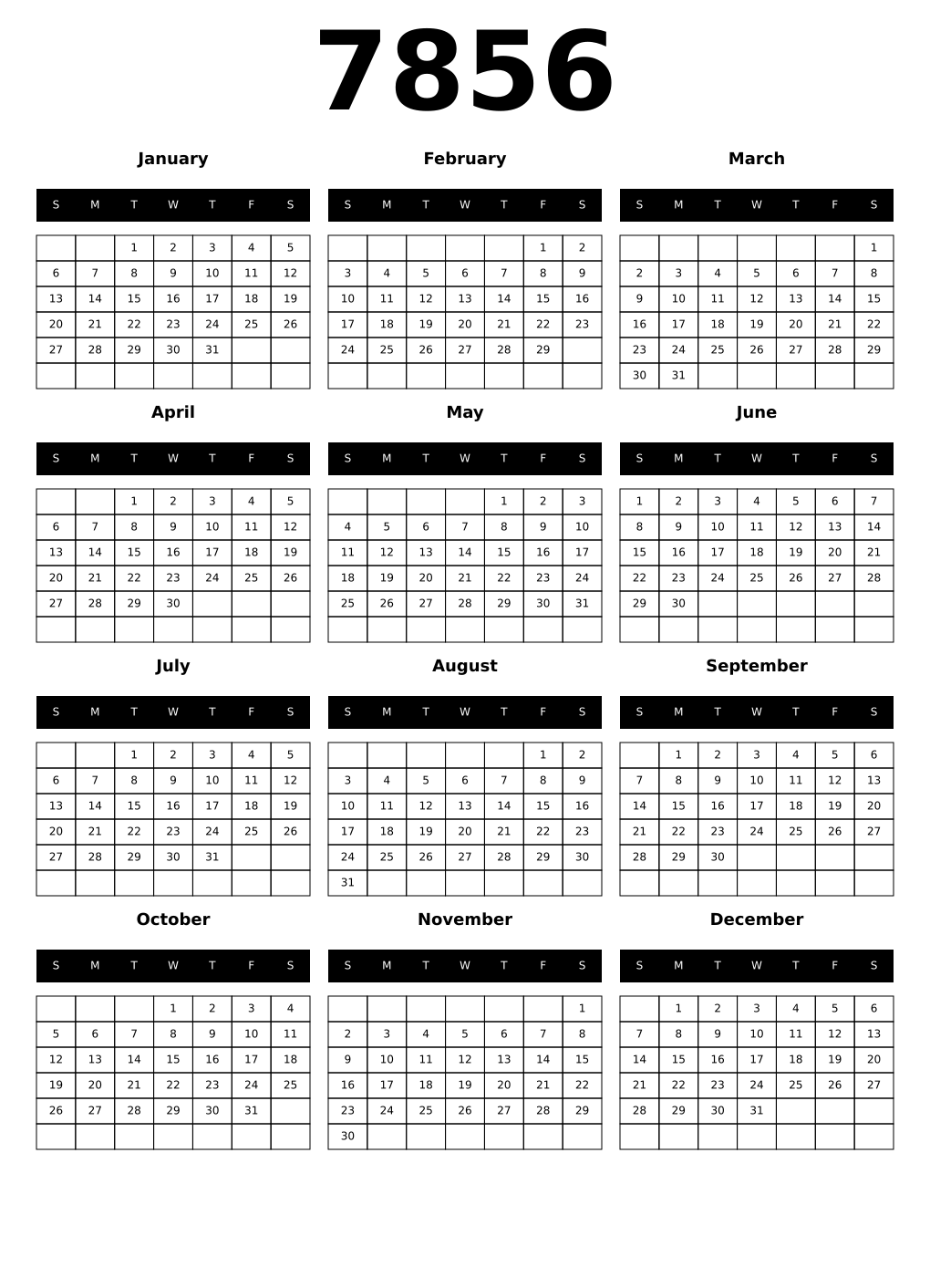 Printable 7856 Calendars