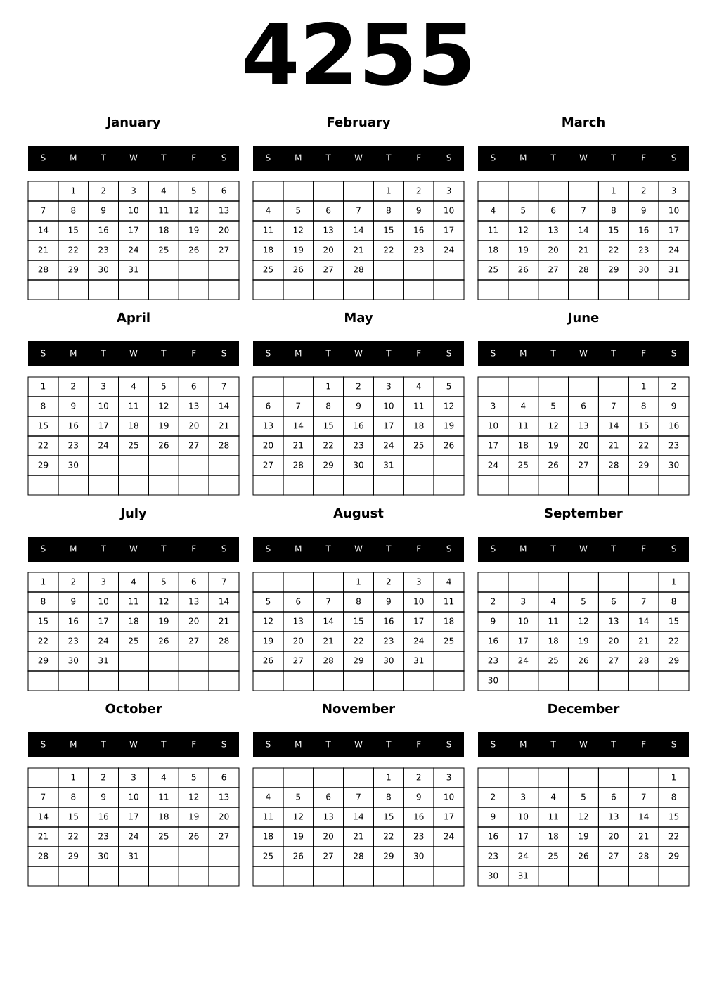 Printable 4255 Calendars