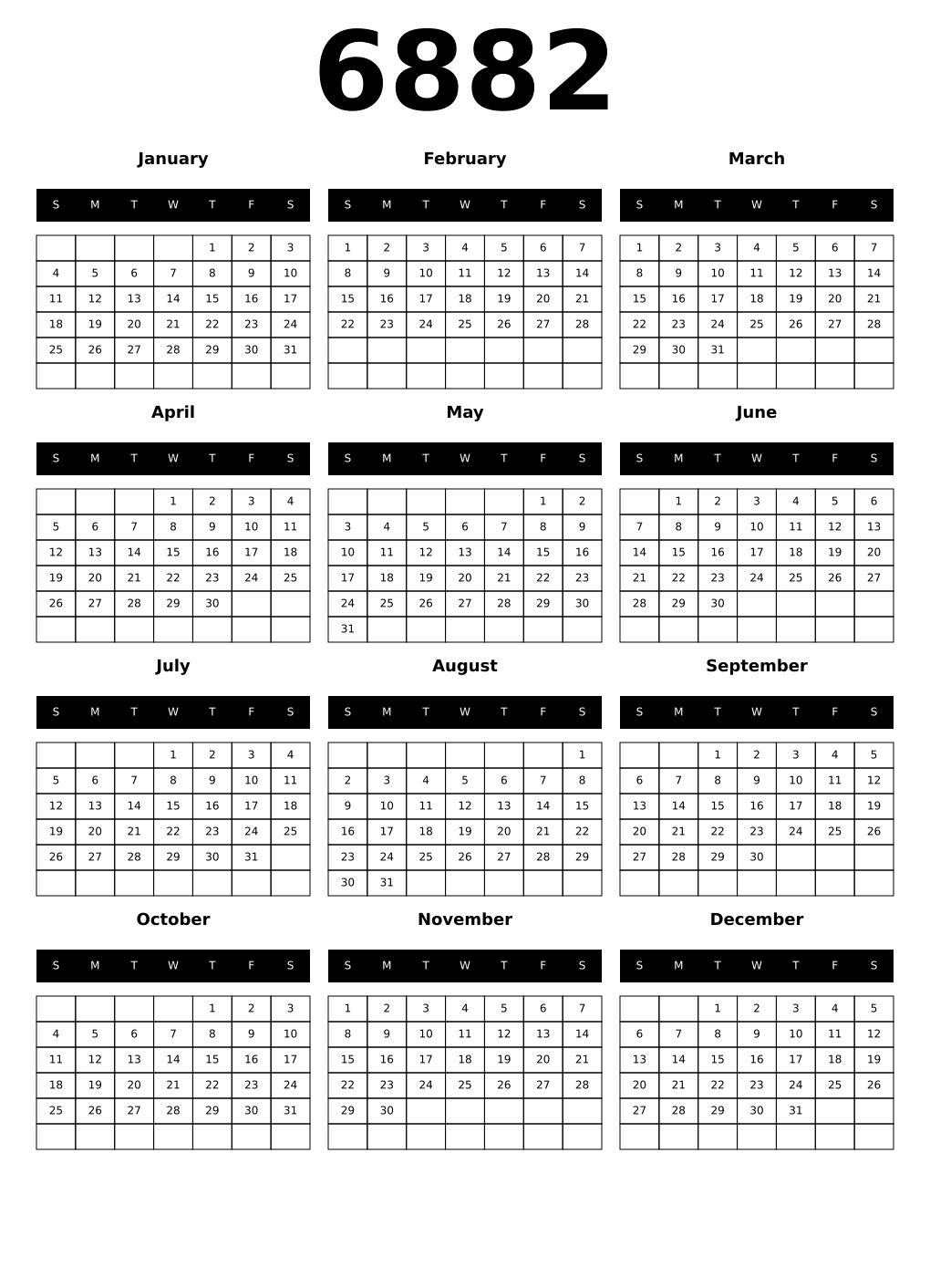 Printable 6882 Calendars