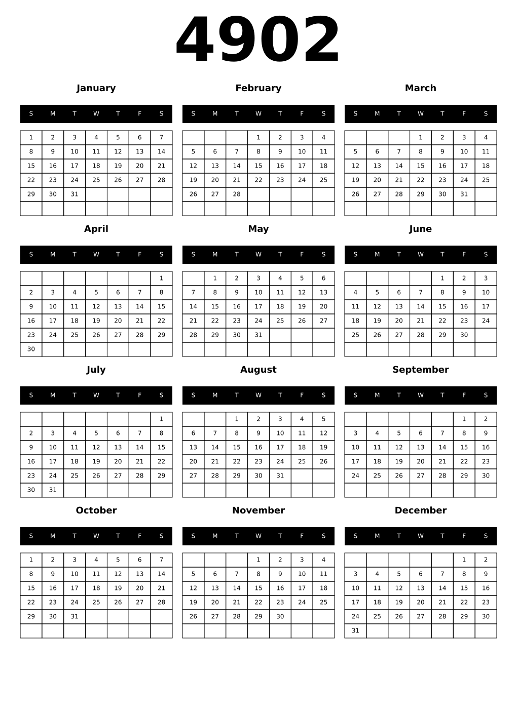 Printable 4902 Calendars