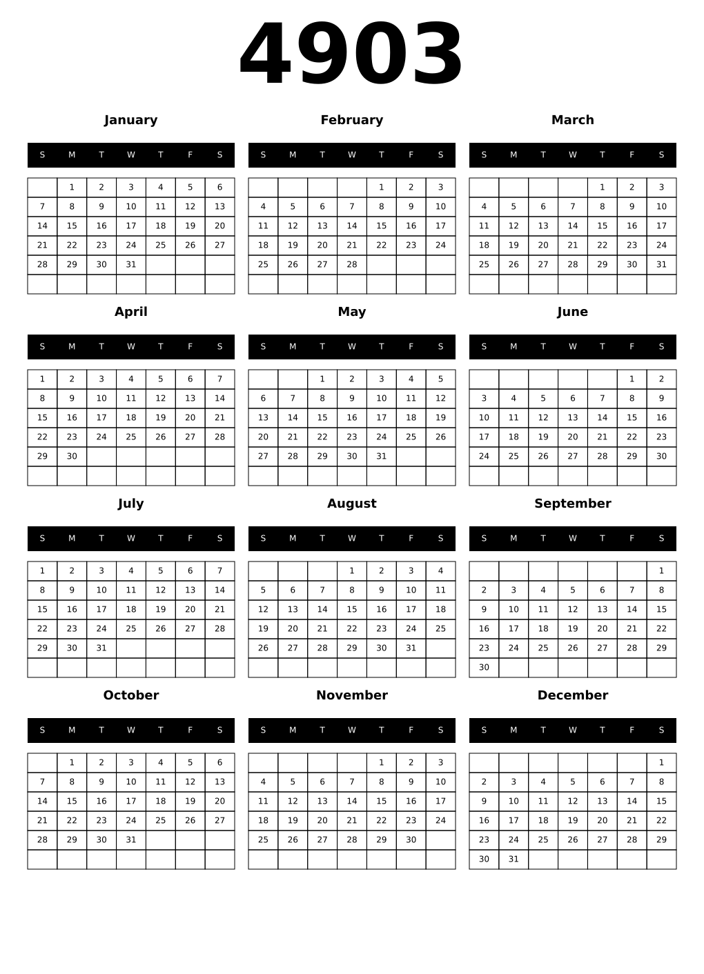 Printable 4903 Calendars