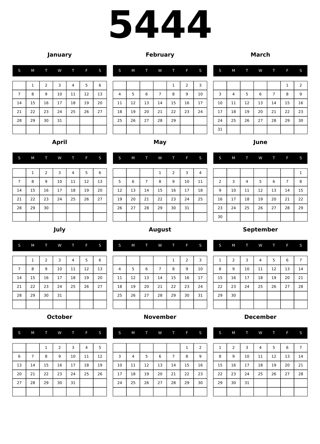 Printable 5444 Calendars