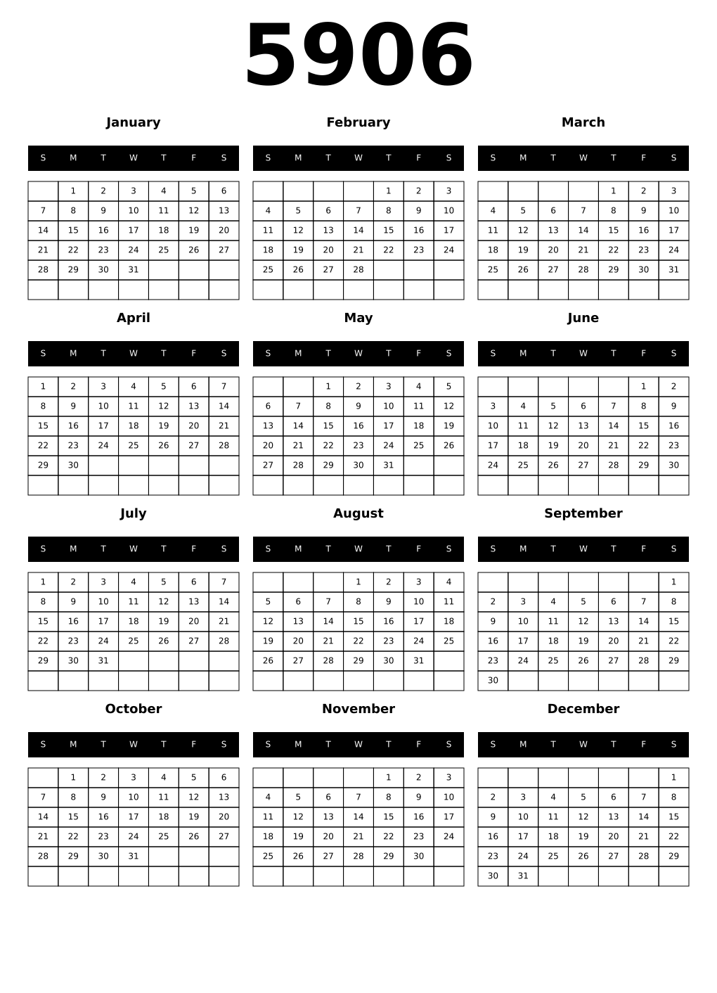 Printable 5906 Calendars
