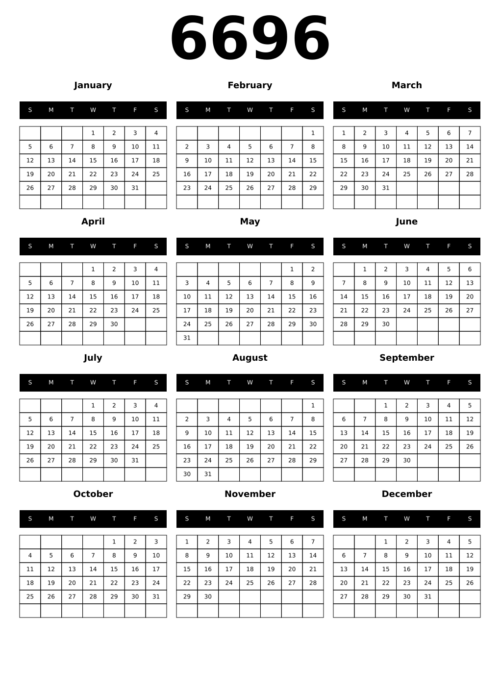 Printable 6696 Calendars