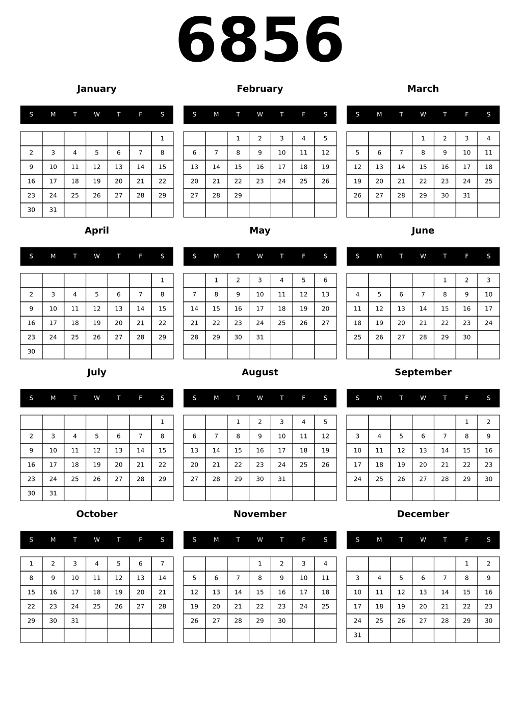 Printable 6856 Calendars