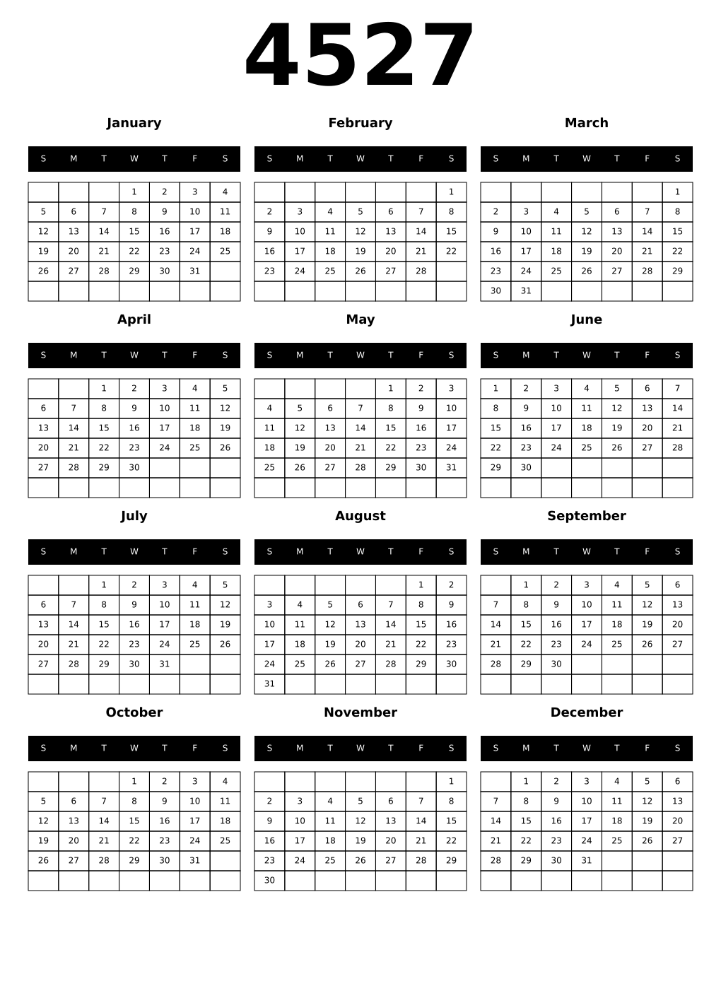Printable 4527 Calendars