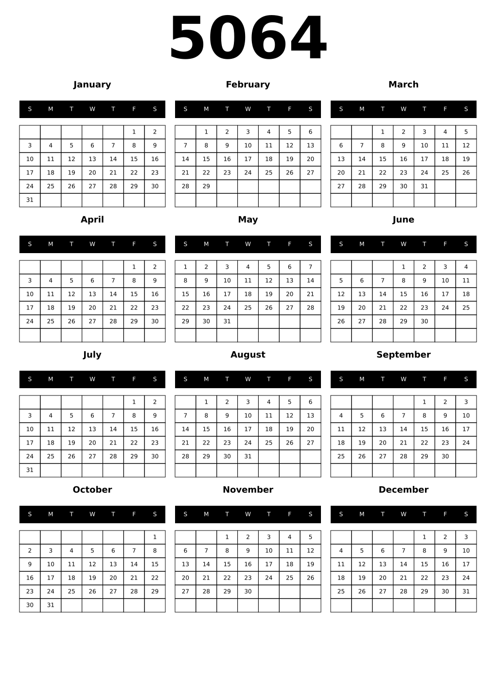 Printable 5064 Calendars