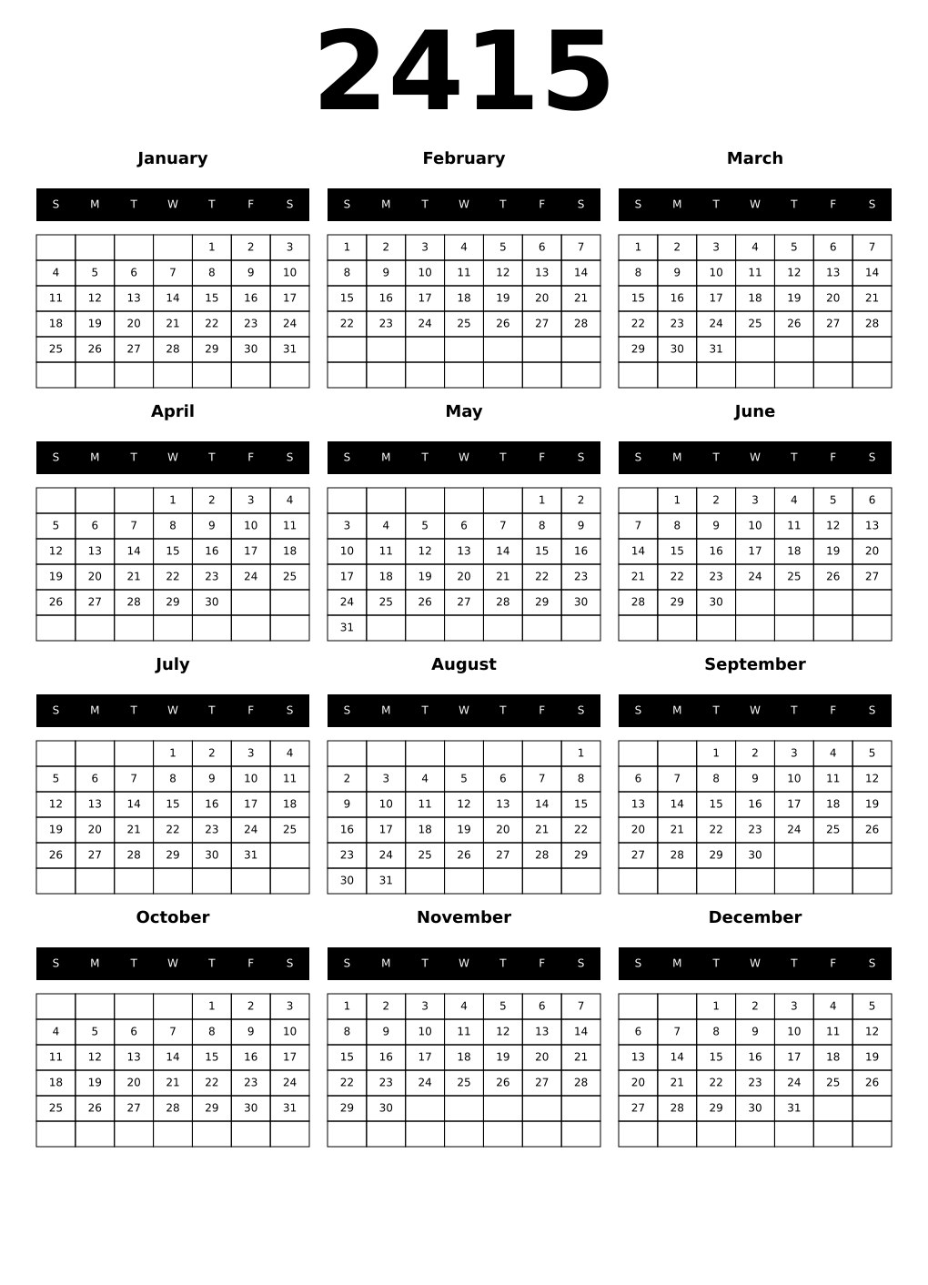 Printable 2415 Calendars