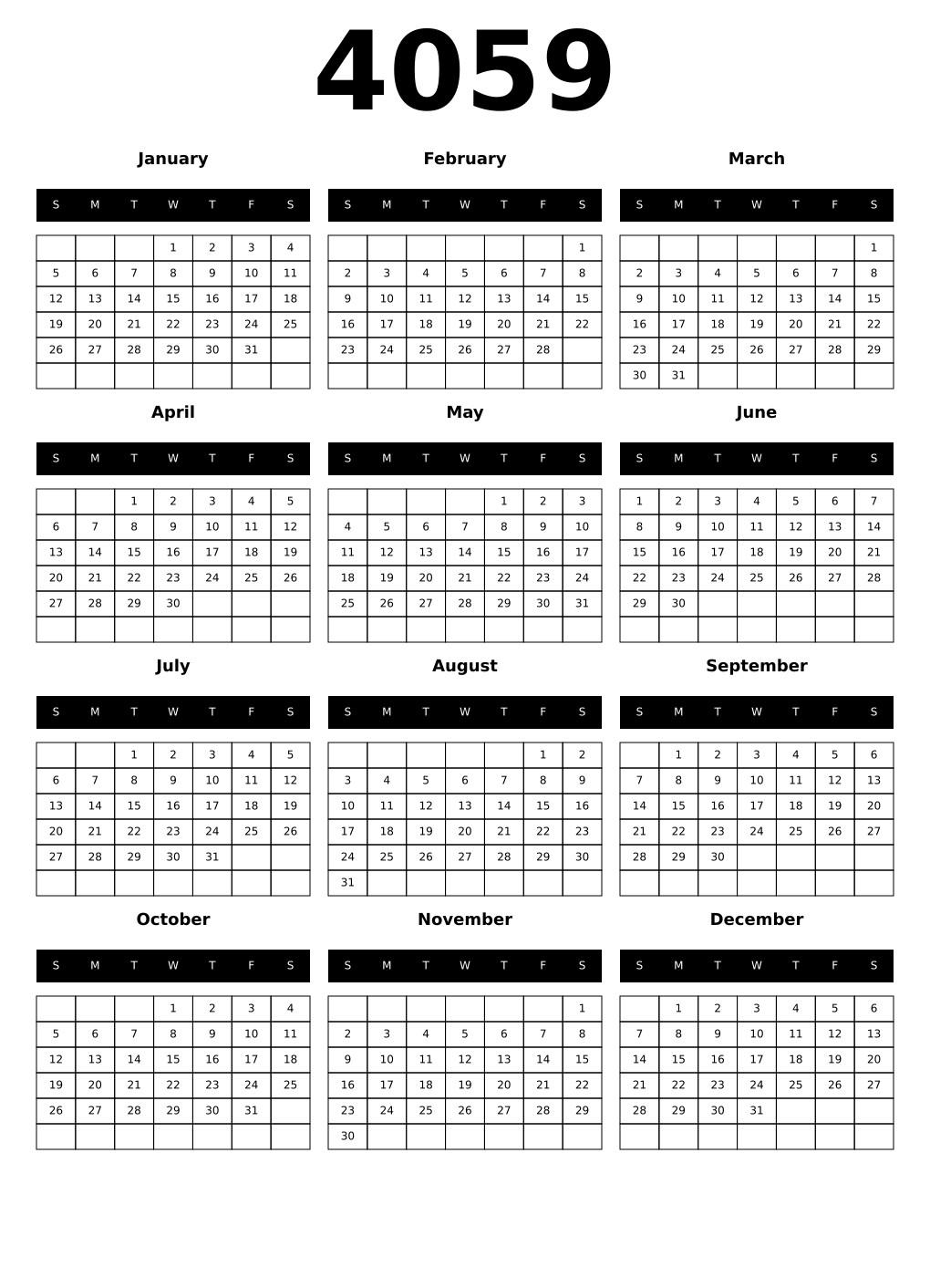 Printable 4059 Calendars