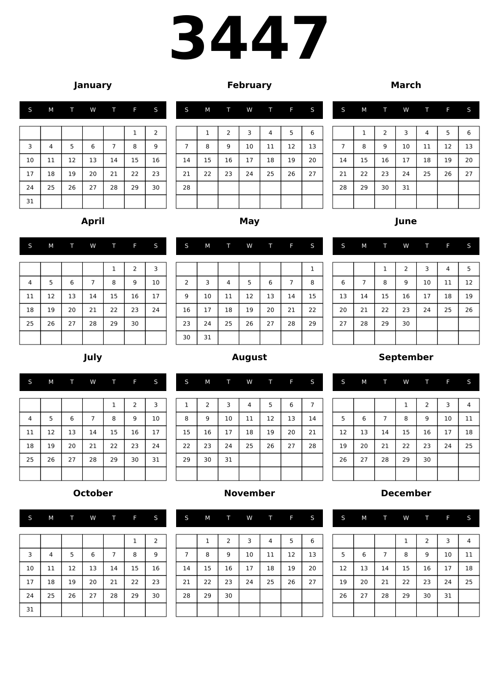 Printable 3447 Calendars