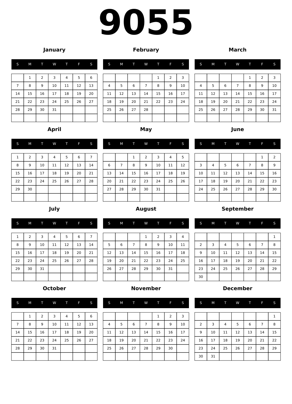 Printable 9055 Calendars