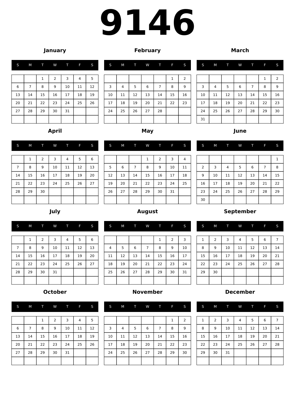 Printable 9146 Calendars