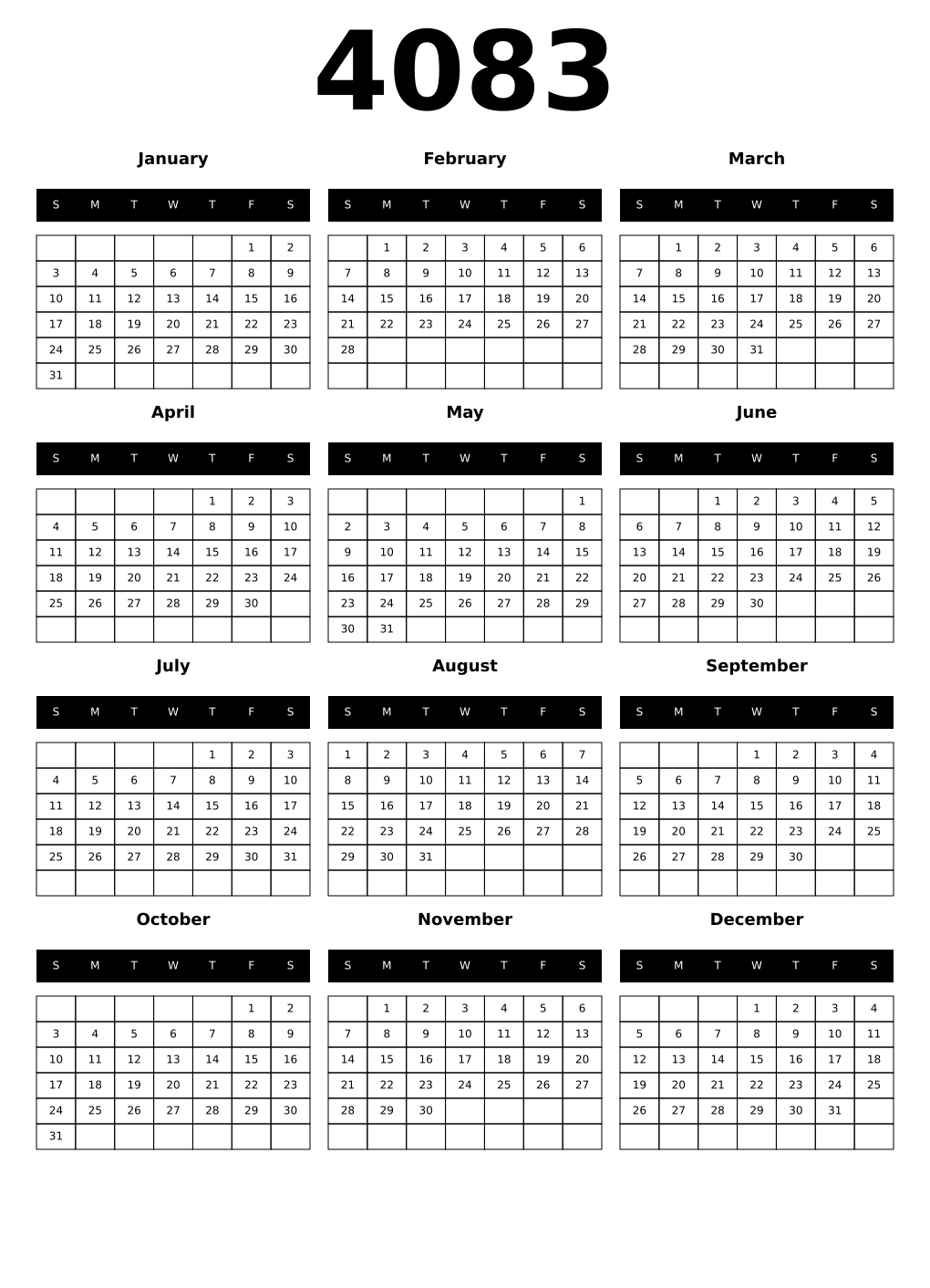Printable 4083 Calendars