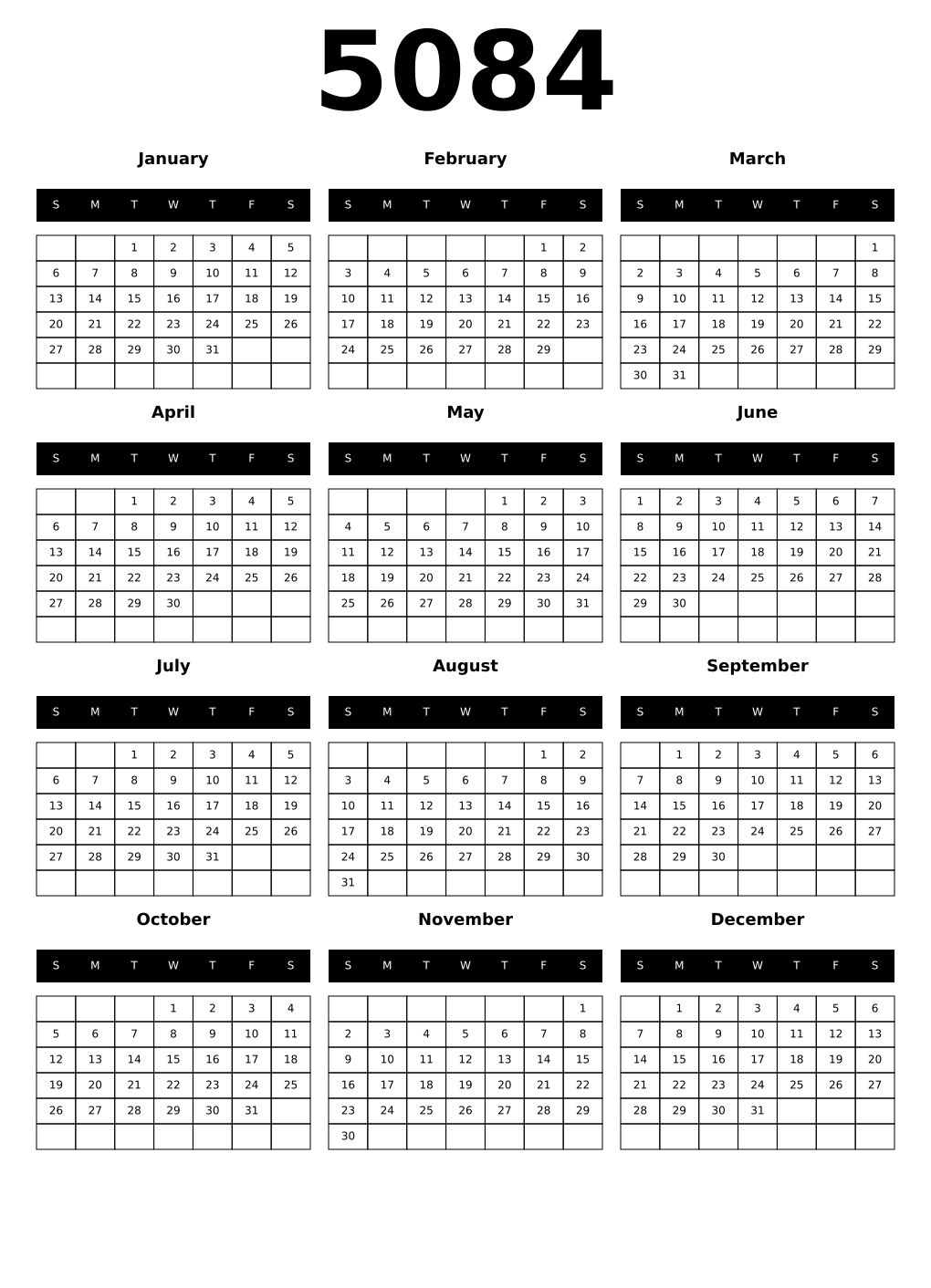 Printable 5084 Calendars