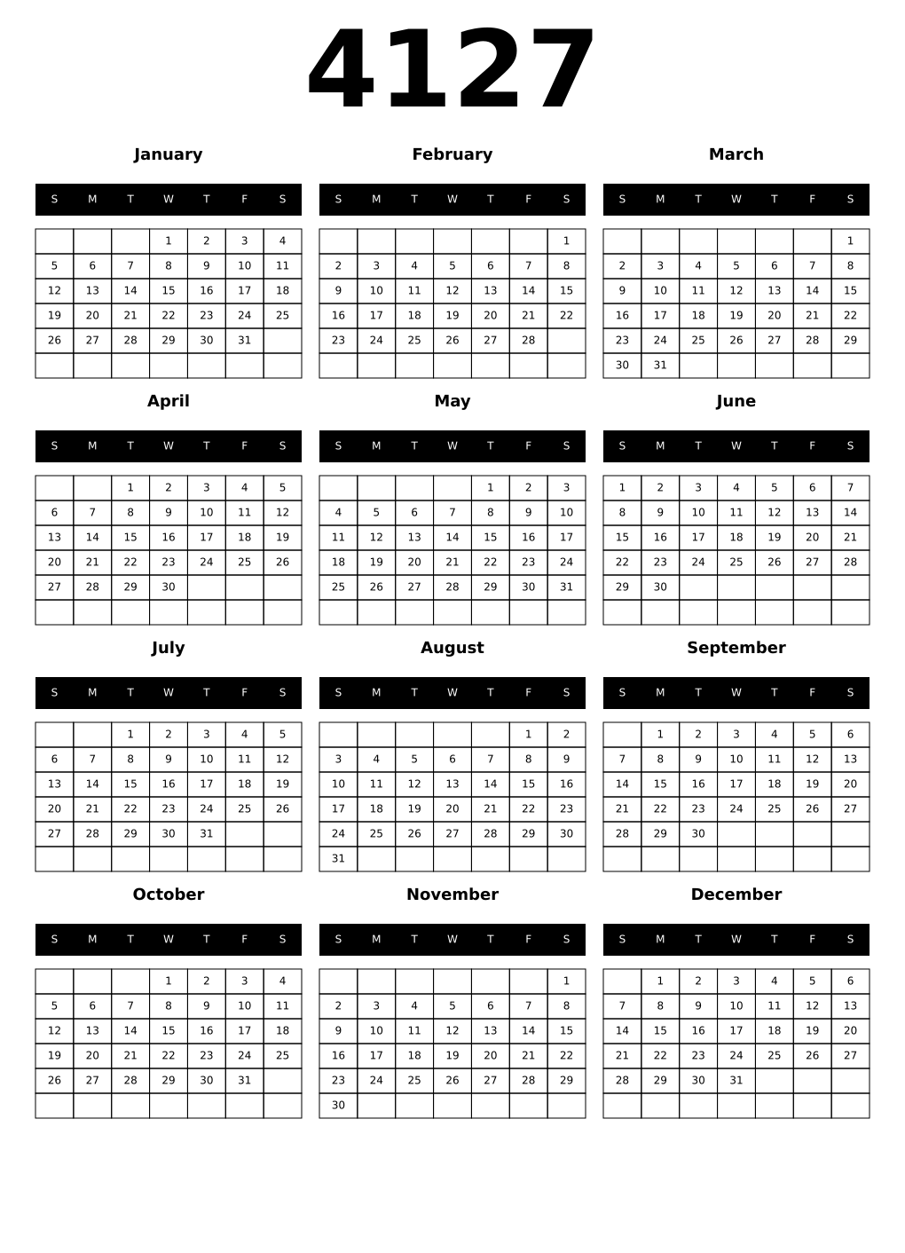 Printable 4127 Calendars
