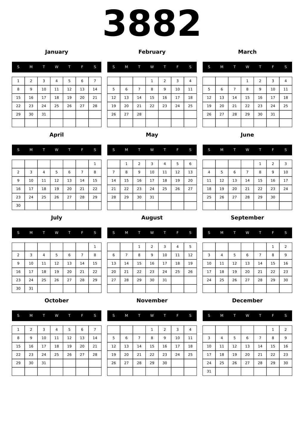 Printable 3882 Calendars