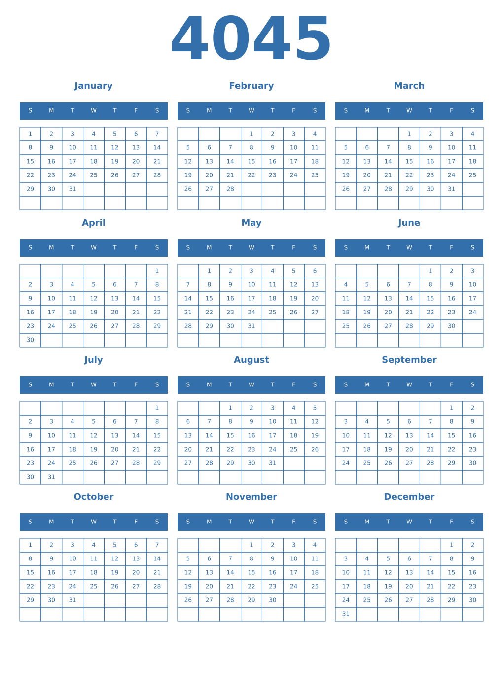 Printable 4045 Calendars
