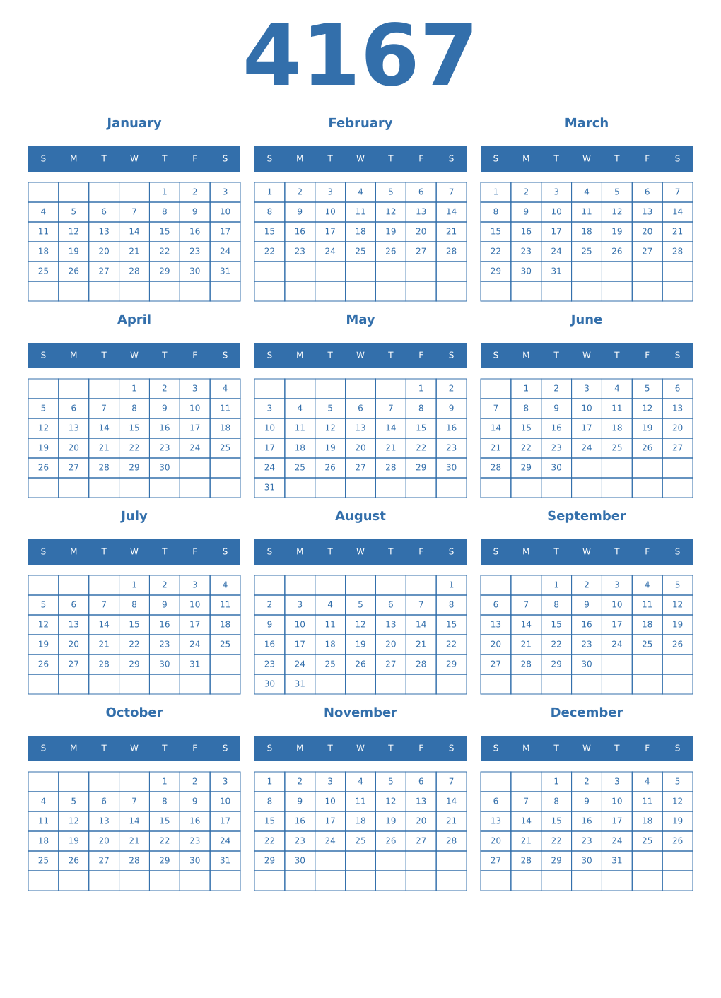 Printable 4167 Calendars