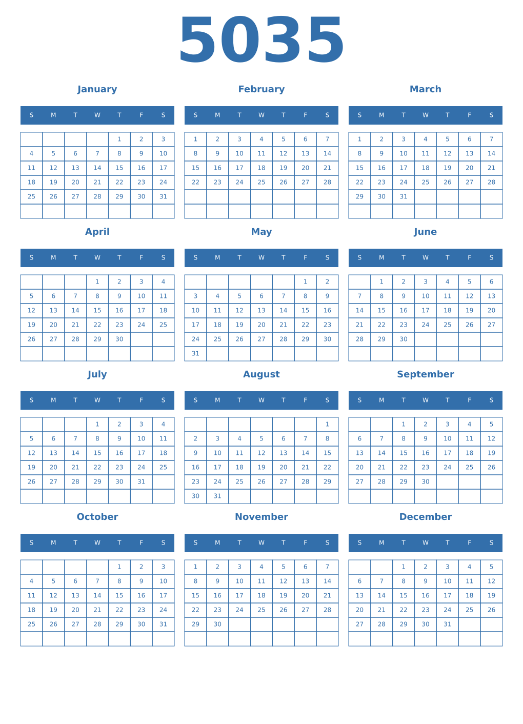 Printable 5035 Calendars
