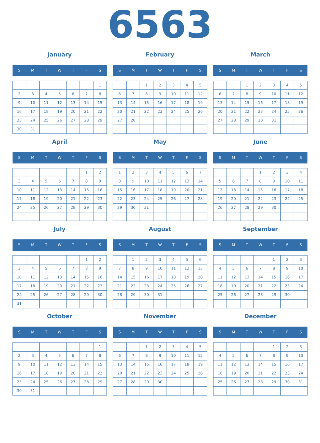 Printable 6563 Calendars