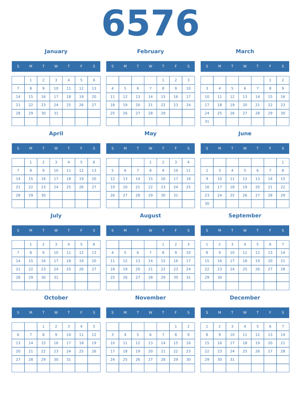 Printable 6576 Calendars