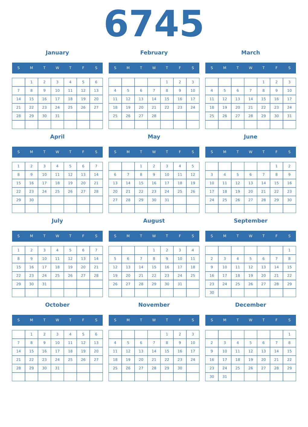 Printable 6745 Calendars