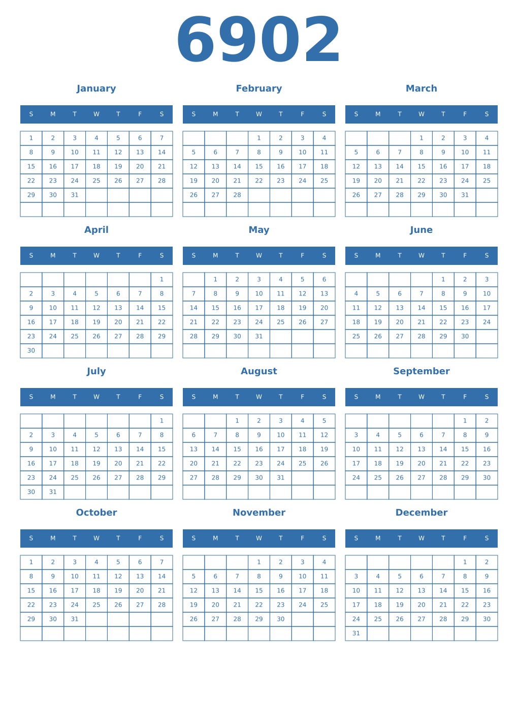 Printable 6902 Calendars