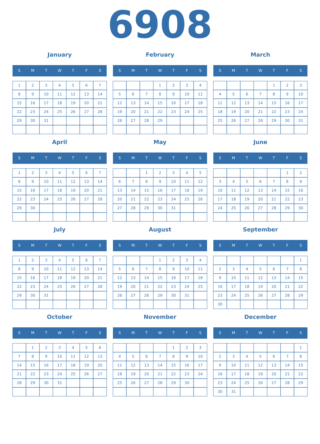 Printable 6908 Calendars