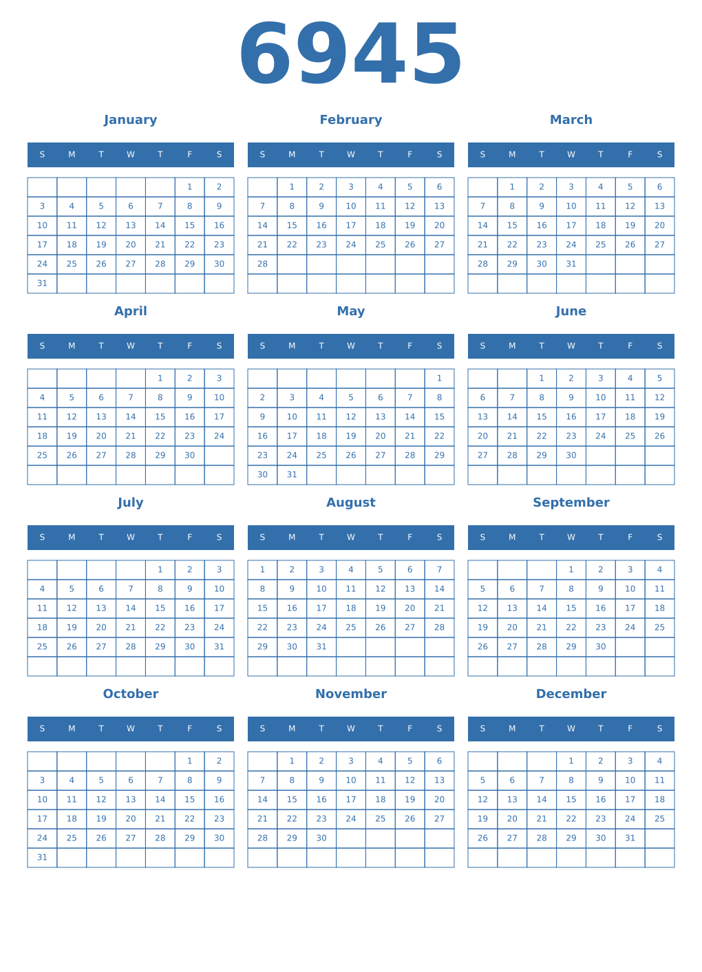 Printable 6945 Calendars