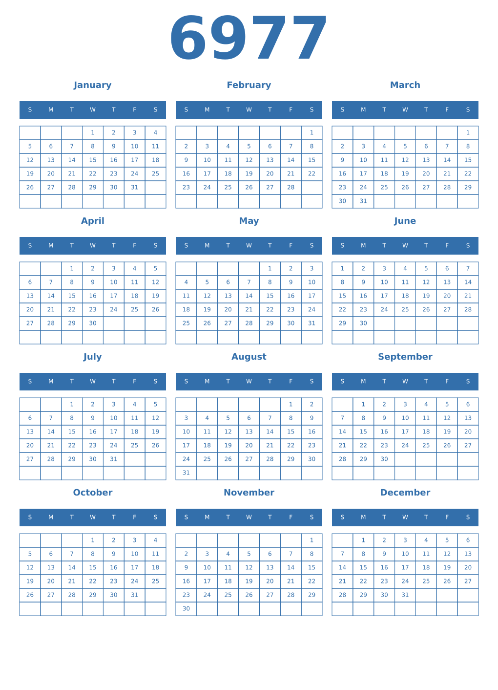 Printable 6977 Calendars