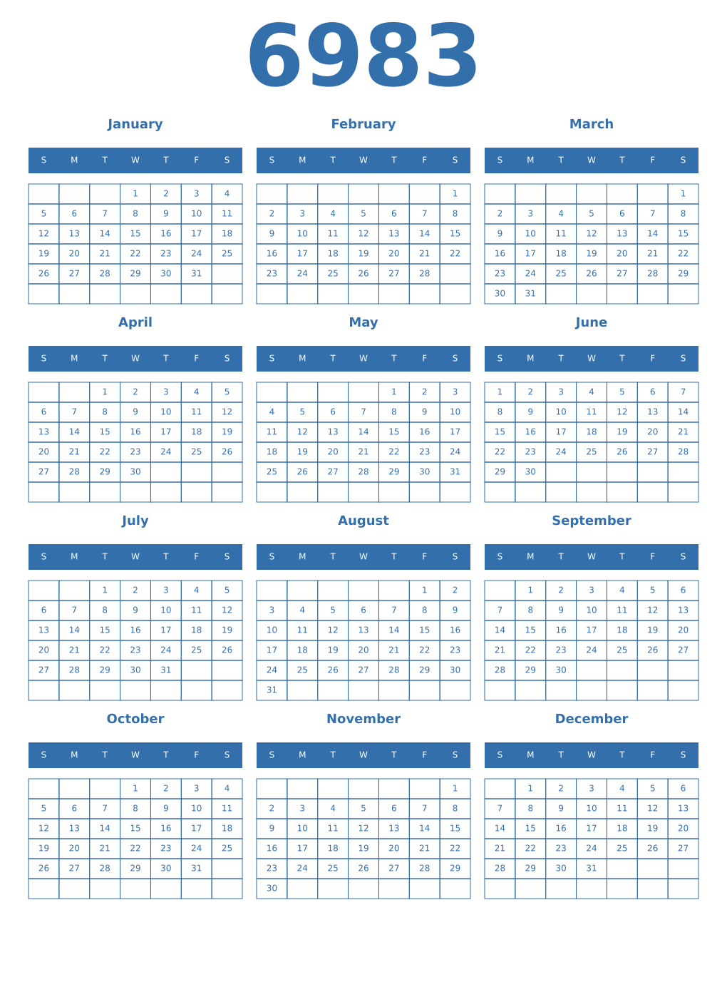 Printable 6983 Calendars