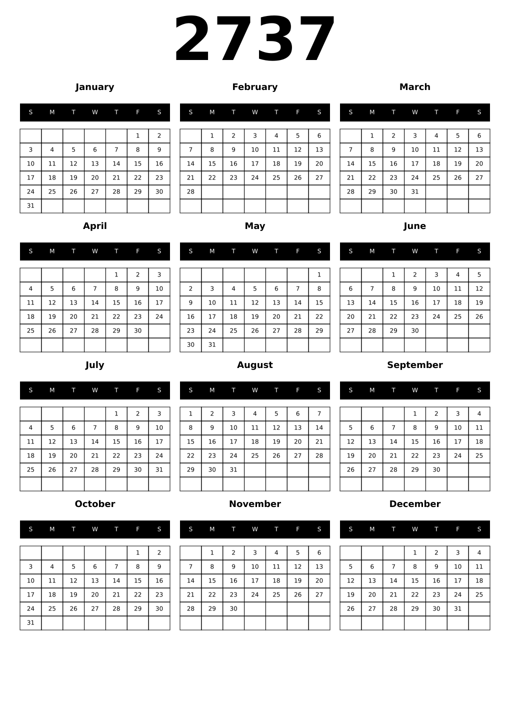 Printable 2737 Calendars